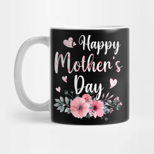 Mother's Day With Floral Mom Mommy Grandma Womens Mug